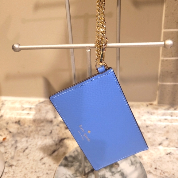 kate spade Handbags - kate spade Blue Leather Card Holder Wristlet with Gold Chain